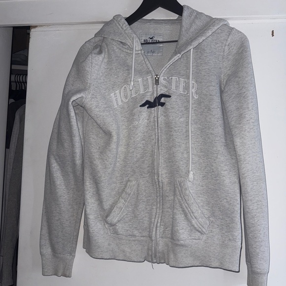 Hollister Light Gray Full Zip Hoodie - Picture 1 of 3